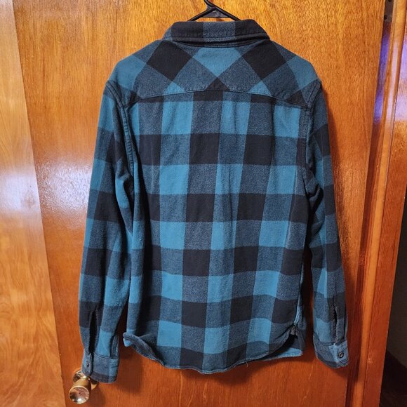 Men's XL American Eagle Green Plaid (heavy)Flannel Long Sleeve Button Down Shirt - Picture 6 of 6